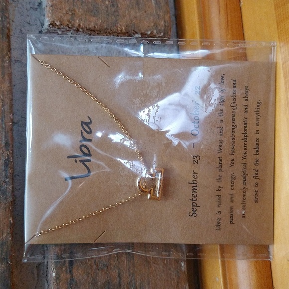 Liberal gold tones horoscopes celestial astrology necklace - Picture 2 of 7